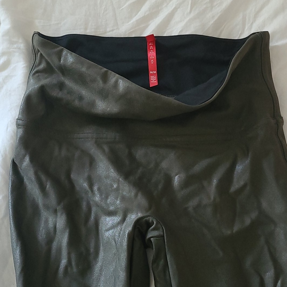 Spanx Olive Green Faux Leather Leggings